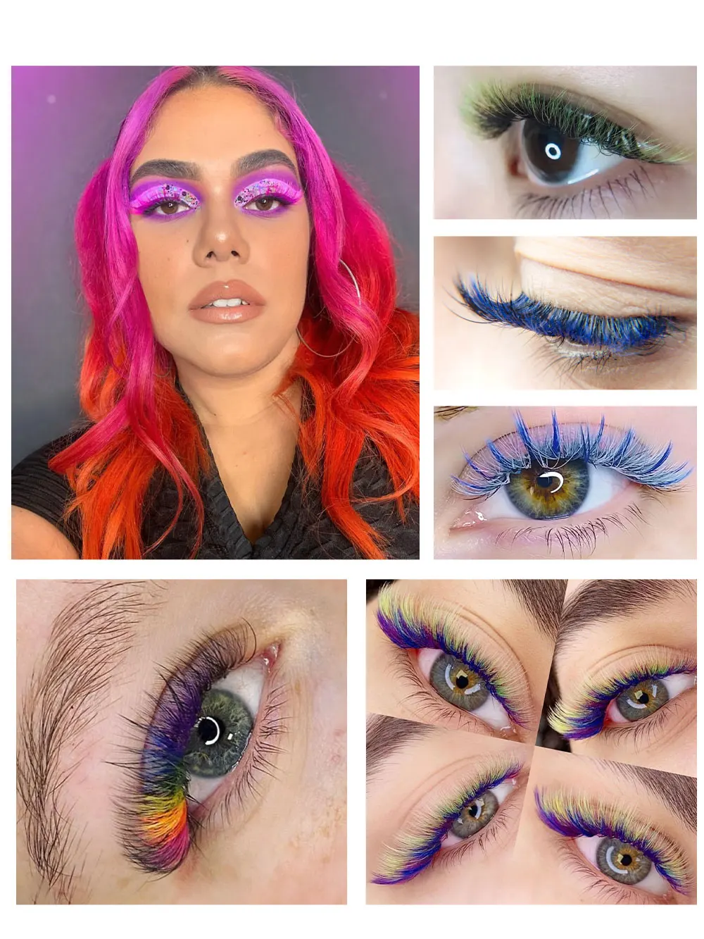 abonnie批发供应霓虹灯uv七彩个人睫毛加长彩色貂皮睫毛条批发