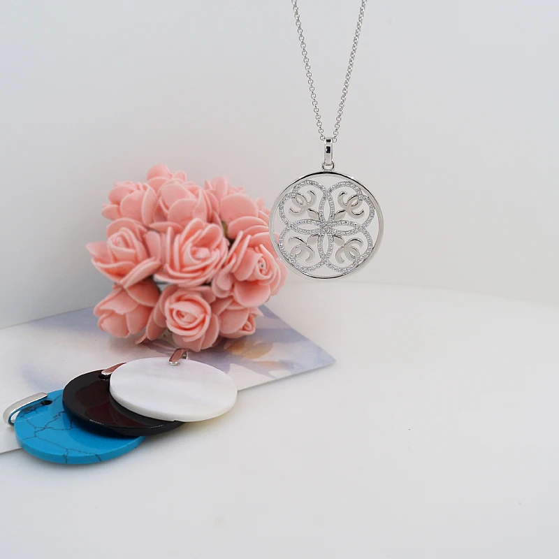 PZA2-083R Big Circle Real Pure 925 Sterling Silver Pendant
