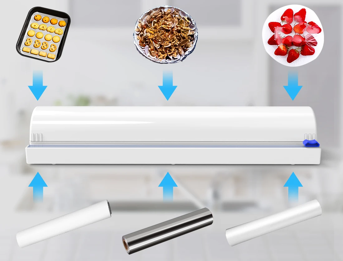 With Plastic Wrap Dispenser With Slide Cutter Reusable Cling Film Dispenser Life Hack Gadgets