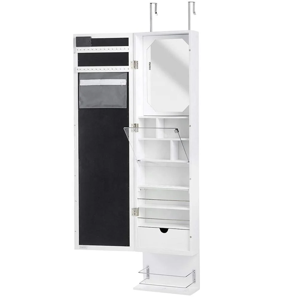 Полностью зеркальный Подвесной Настенный шкаф запирающийся белый для ювелирных изделий