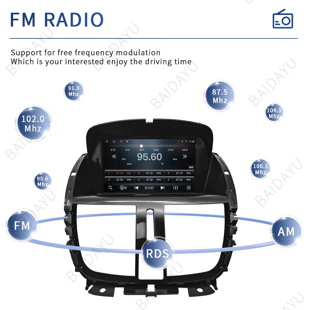Android 10 Car Radio for PEUGEOT 207 2008-2014 Multimedia Player GPS Navigation 7 Inch With Buttons Carplay