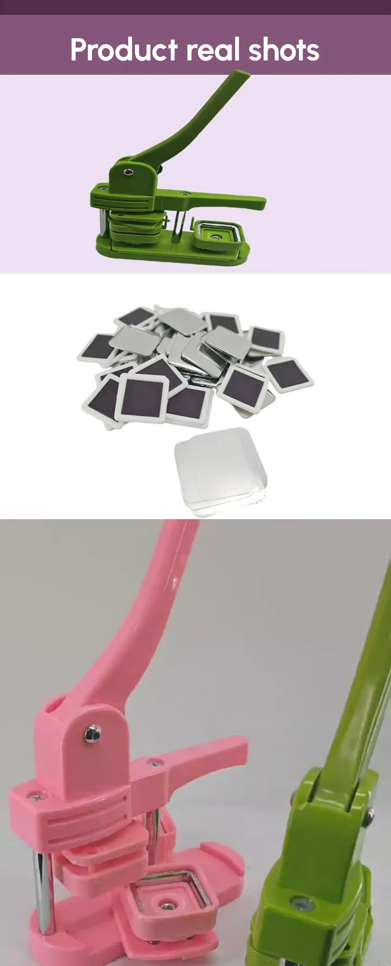 Square Plastic Badge Maker 50x50mm DIY Square Badge Machine with Fridge ...
