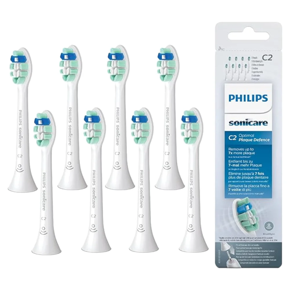 Philips Sonicare Toothbrush Replacement Heads,C2,White,Set Of 8,In
