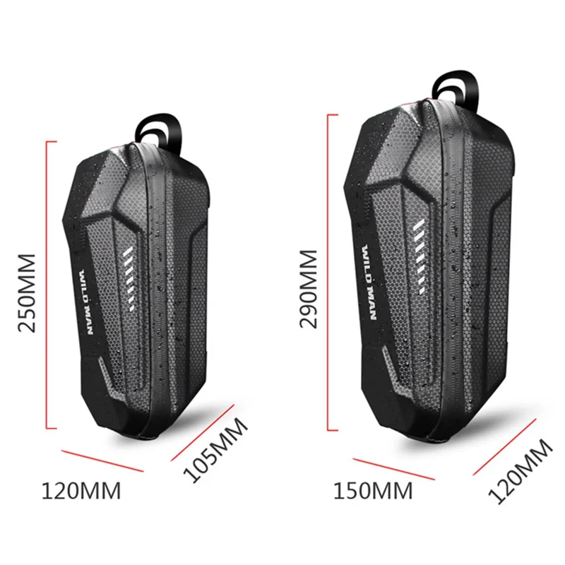 WILD MAN Scooter Handlebar Bag - 2L Waterproof EVA Hard Shell Bike Storage Bag
