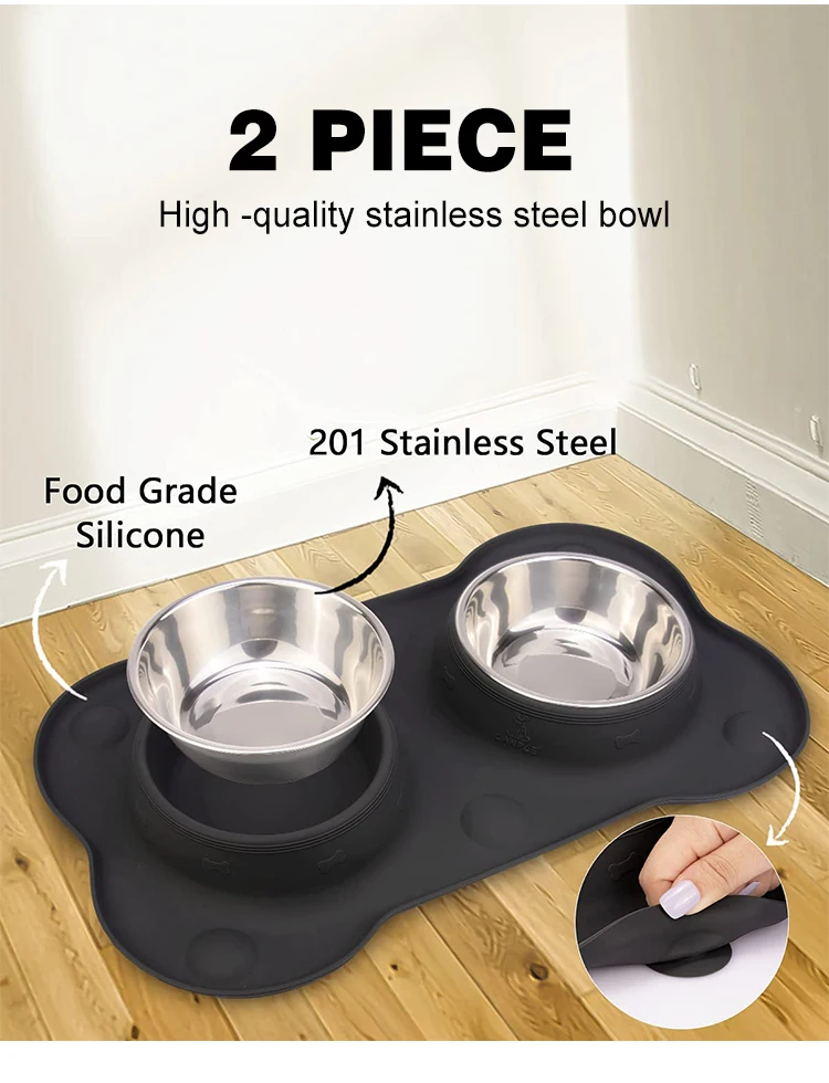 1pc Candy Color Stainless Steel Double Bowls Pet Bowls, Plastic Cat Bowls Suitable For Indoor And Outdoor Cat And Dog Feeding And Watering P 70694439