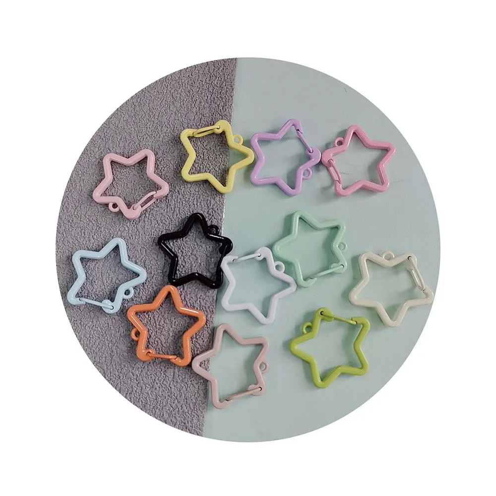 Clasp Plush Key Buckle Colorful Star Shape Keychain Clasp Metal
