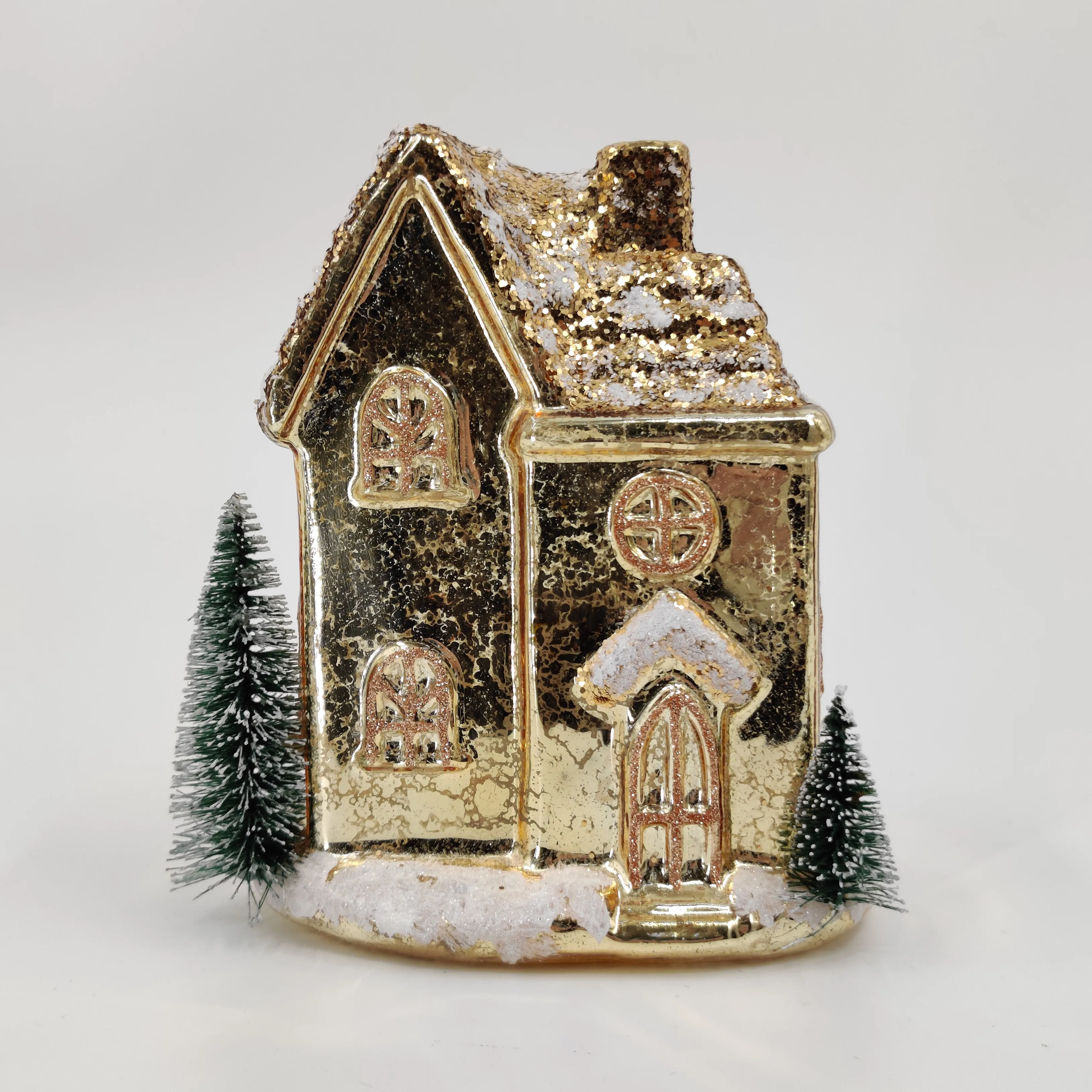 Hot selling glass christmas house for decoration