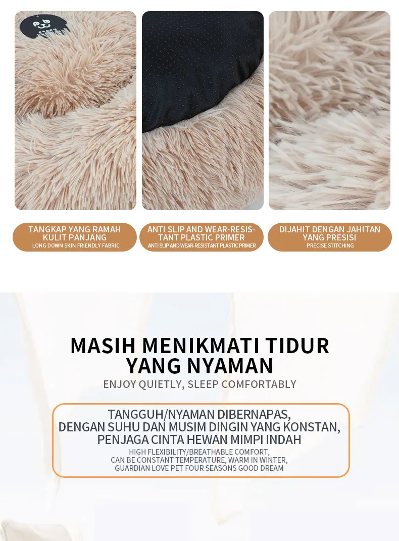 Ls Dog Donut Bed Cuddler Washable Round Pet Bed For Cats And Dogs