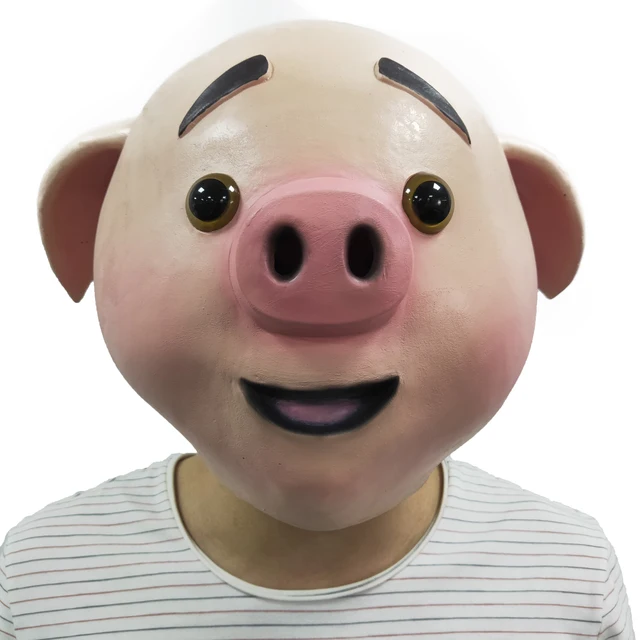 Pink Pig Doll Mask Headset Halloween Performance Dance Cute Pig Head Funny Animal Cosplay