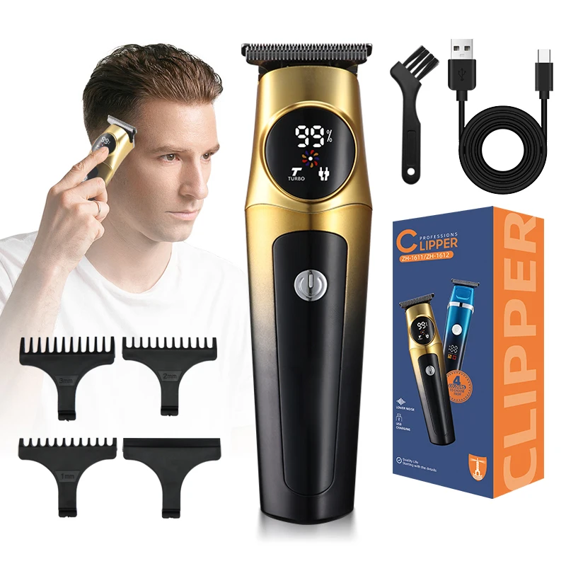 Professional Rechargeable USB Electric Hair for Clipper Adjustable Blade Head Stainless Steel English Instructions for Household