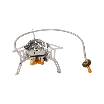 High Flame Output Stainless Steel Camping Stove Windproof and Durable for Outdoor Use with Butane Fuel Portable
