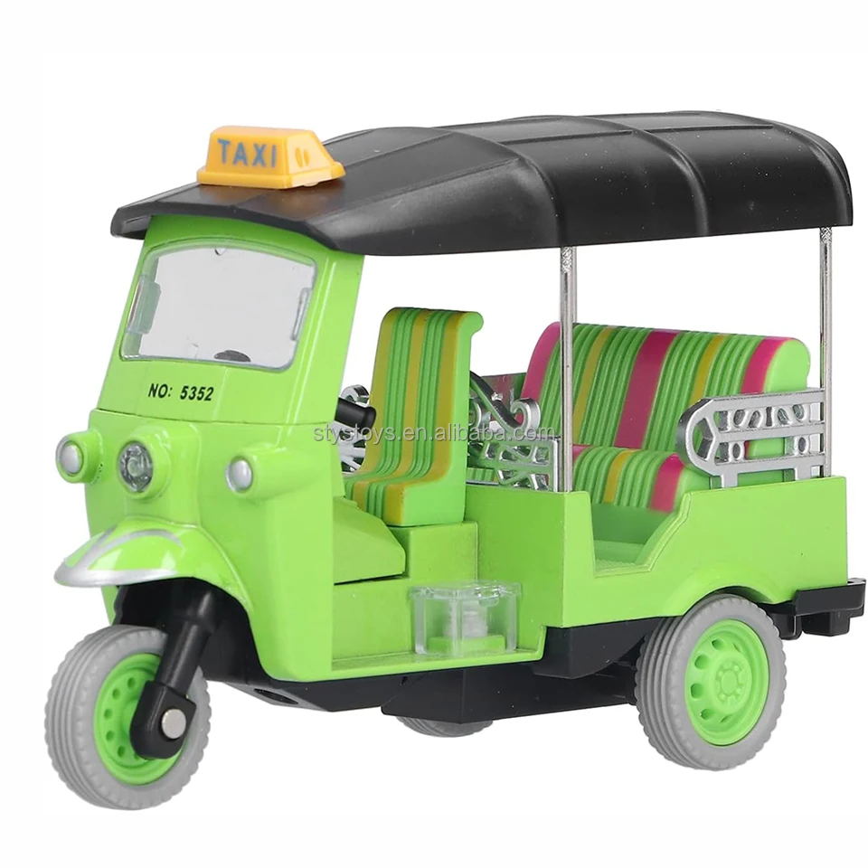 Children Tricycle Vehicle Toy Simulation Pull Back Thai Tricycle Alloy Tuk Tuk Car Model Toy