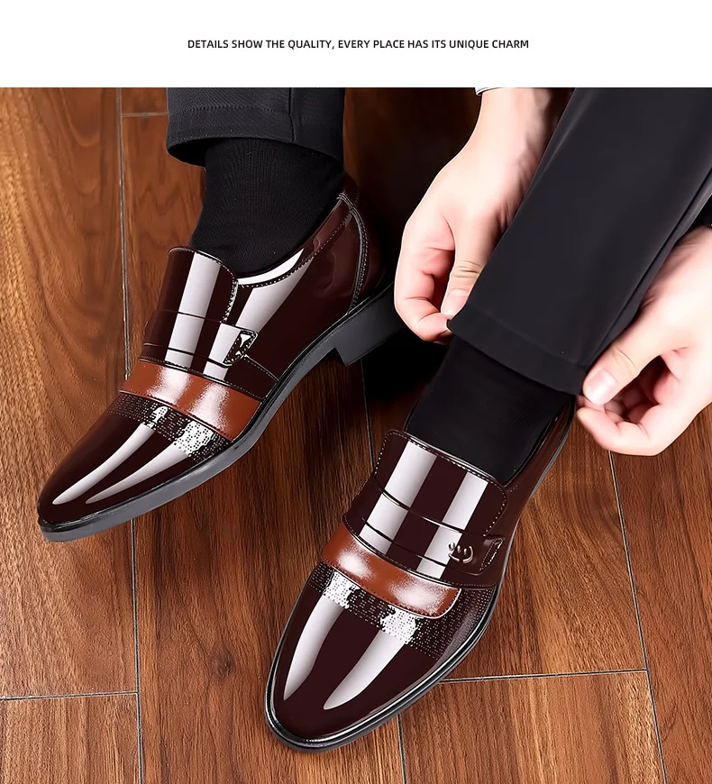 A070 Fashion Breathable Men Leather Shoes Large Size Business Dress Pu ...