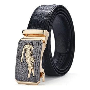 Wanshui Men's genuine leather belt business Crocodile automatic buckle belt cowhide simple fashion waistband