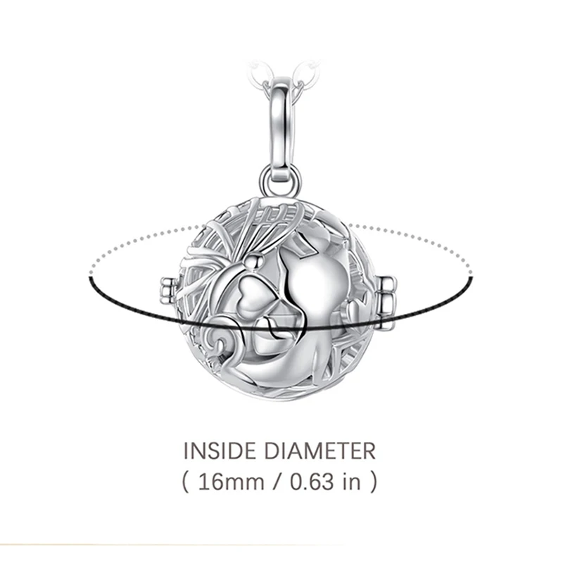 Urn Cremation Memorial Pendant Cat Love Locket for Human or Pet Ashes Keepsake Capsule Necklace Hollow Ball DIY Jewelry