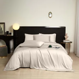100% Bamboo Woven Non-Disposable Solid Simple Style 300tc All-Season Customizable Four-Piece Fitted Bed Set