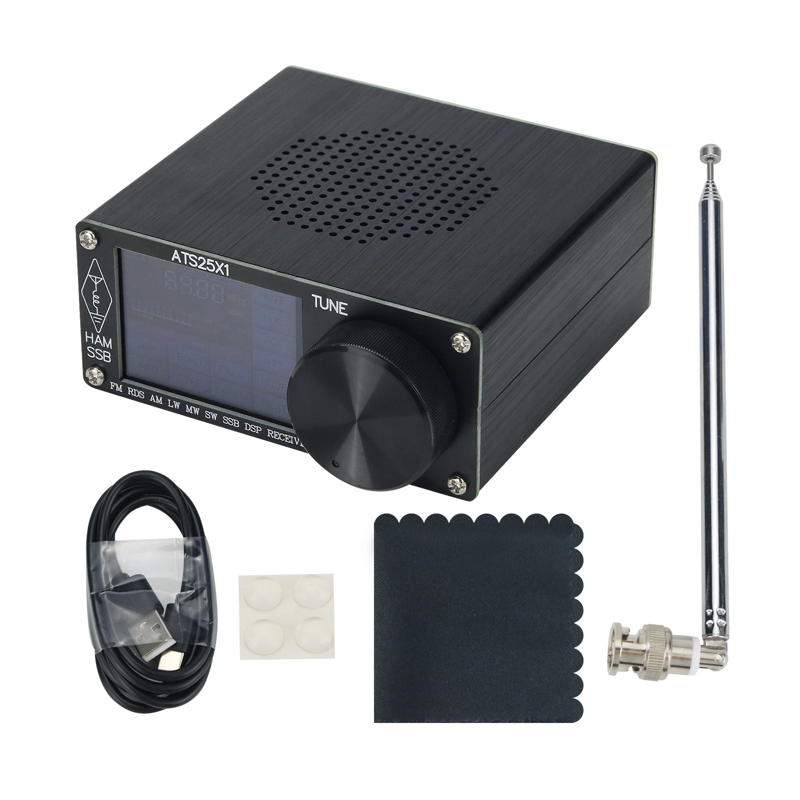 Si4732 ATS-25 All-Band-Radioempfänger FM LW SSB DSP-Empfänger Radiosuche HAM-Band Quick Channel mit 2,4-Zoll-Touchscreen-Unterstützung Type-C-Ladeschnittstelle 