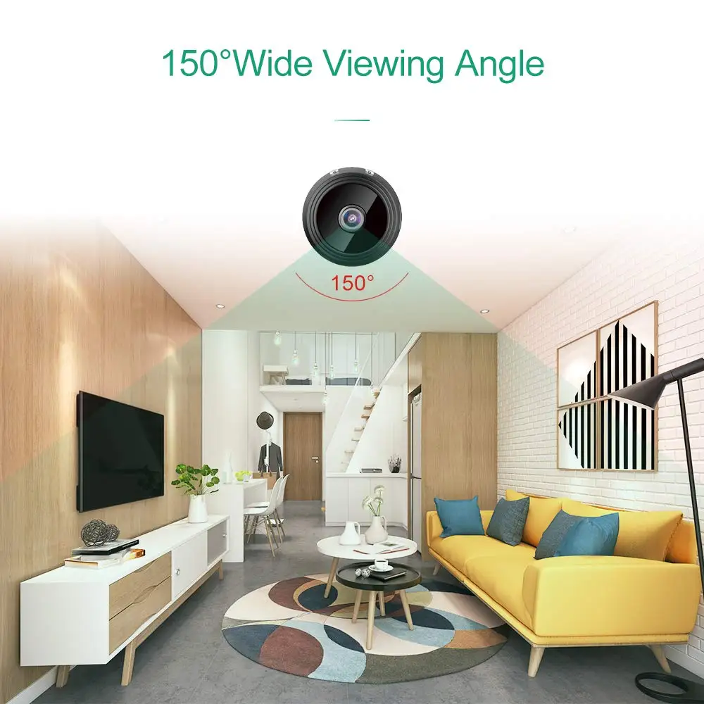 Smart Home Security Camera Full HD 1080P Camcorder Wireless CCTV Video Cameras Wide Angle V380 Pro A9 WiFi Camera
