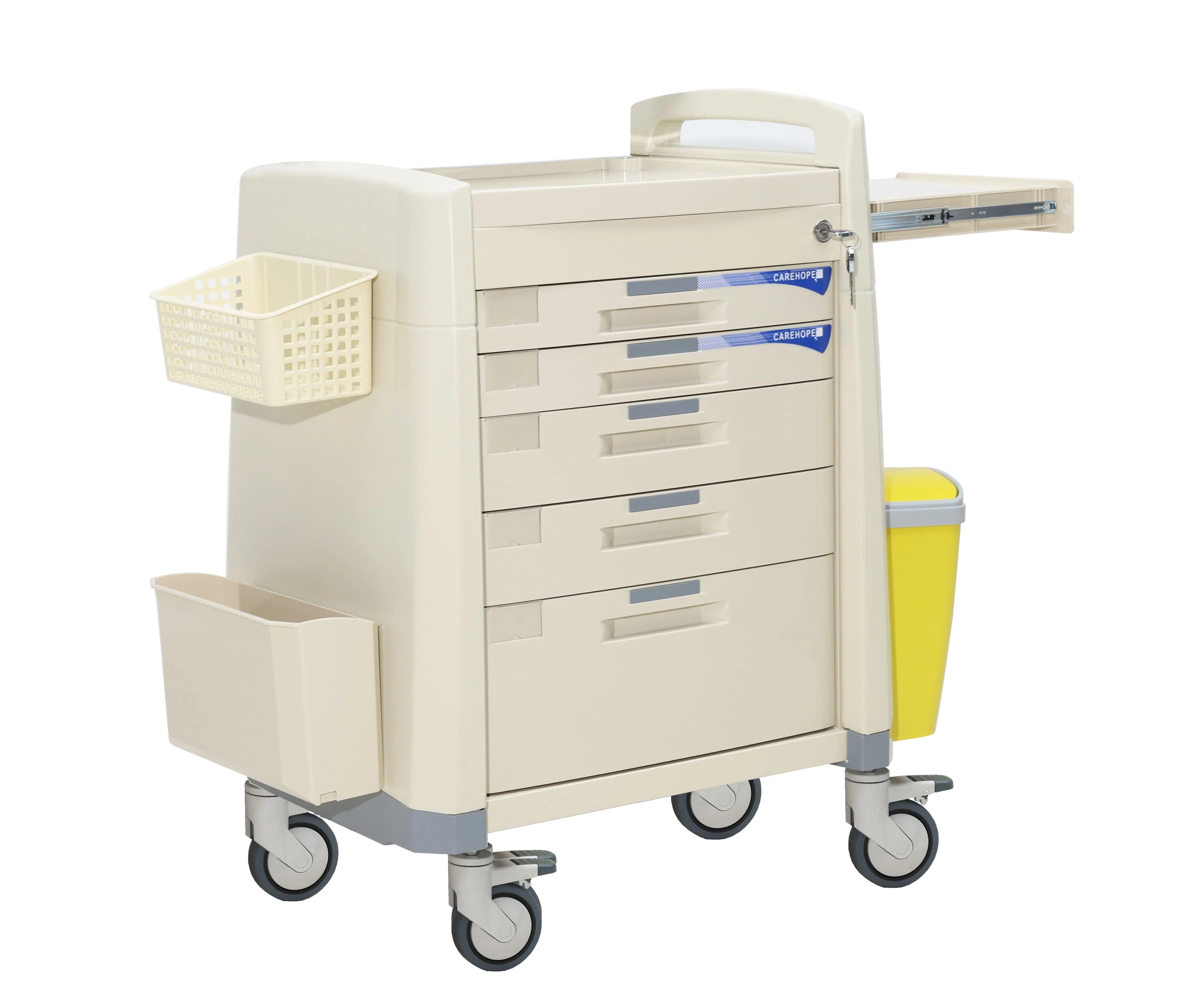 Secured Modern ABS Hospital Medication Transport Cart Individual Locks Dual-Use Work Surfaces Pharmaceutical Living Room 5