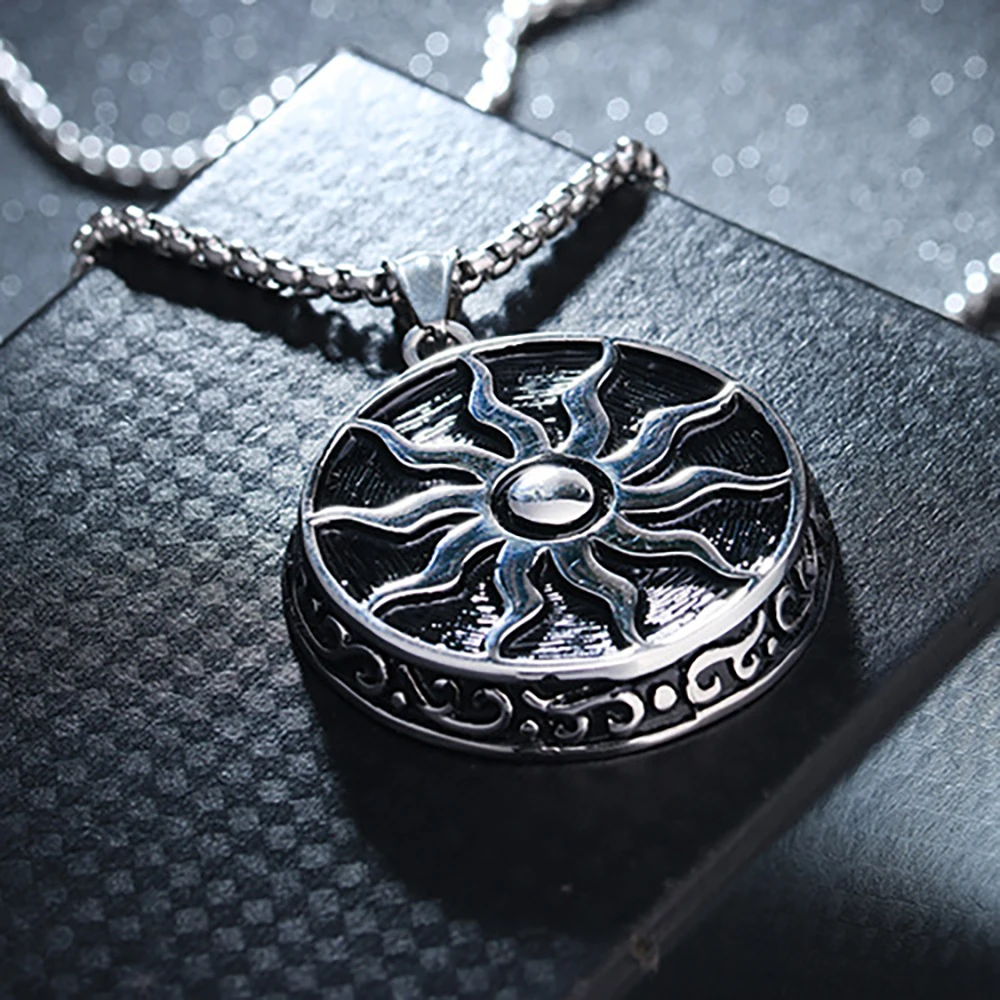 Round Shape Sun Engraved Scalar Energy Pendant Japan