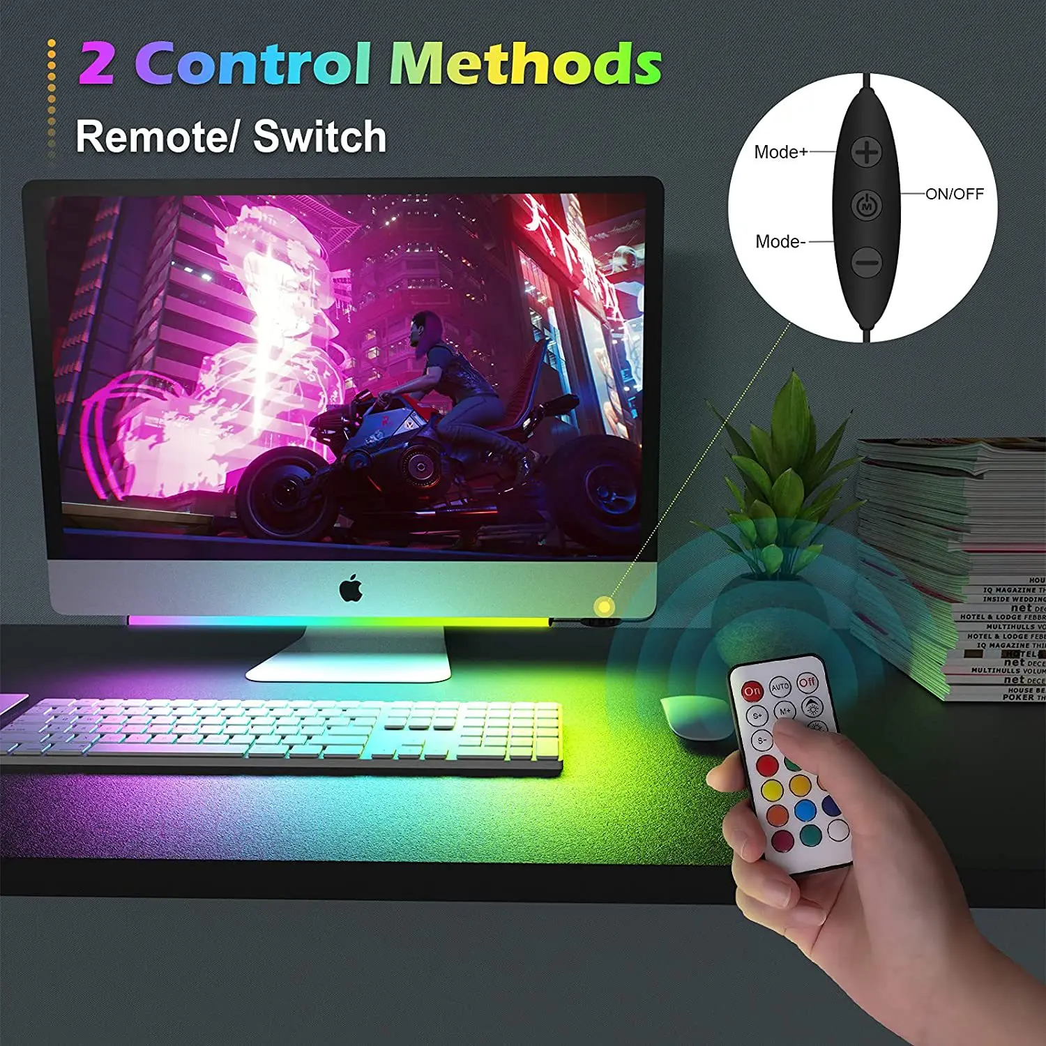 Smart Ambiance Backlights Under Computer Monitor Led Gaming RGB Light Bar for Desk Top TV Screen Lighting Decoration