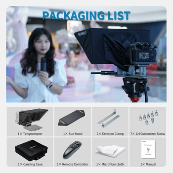 FEELWORLD TP16 16-inch Folding Teleprompter Supports up to 16" Tablet Horizontal Vertical Prompting Bluetooth Remote Control detail image
