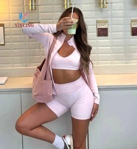 Wholesale Women's Custom Quick Drying Logo Sports Set for Fitness Manufacture's Tight Breathable Running Yoga Set