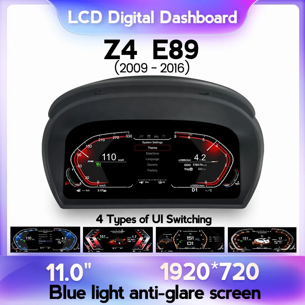 MEKEDE 11 Inch Instrument Cluster Panel Dashboard LCD Digital Screen with LOGO for BMW Z4 E89 2009 to 2016