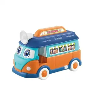 ITTL Plastic 2 in 1 Happy Ice Cream Bus Toy Car with Light and Sound