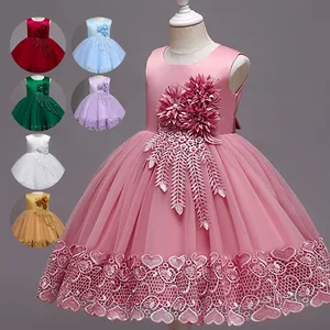 MQATZ Wholesale Wedding Girls Dress for Age 3-10 Years Satin O-Neck Formal Kids Party Knee-Length for Wedding Birthday Parties