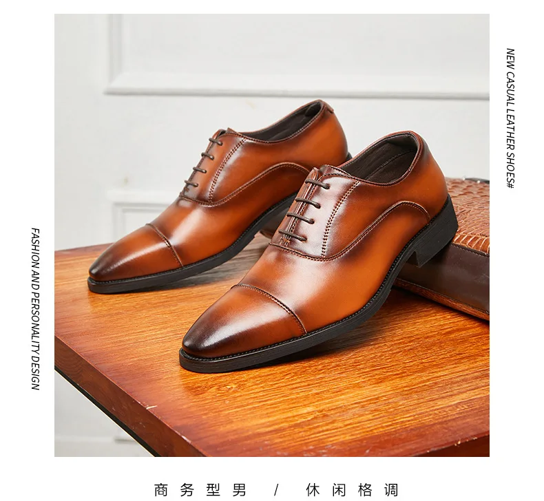 Men Leather Business Dress Shoes Anti-slippery Casual Shoes Footwear ...