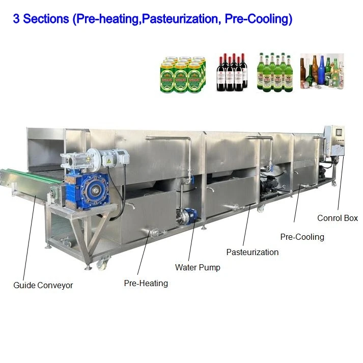 Customize 2 in 1 Bottled Canned Beer Wine Juice Tunnel Pasteurizer and Jars Pickles Sauce Pasteurization Sterilization Machine
