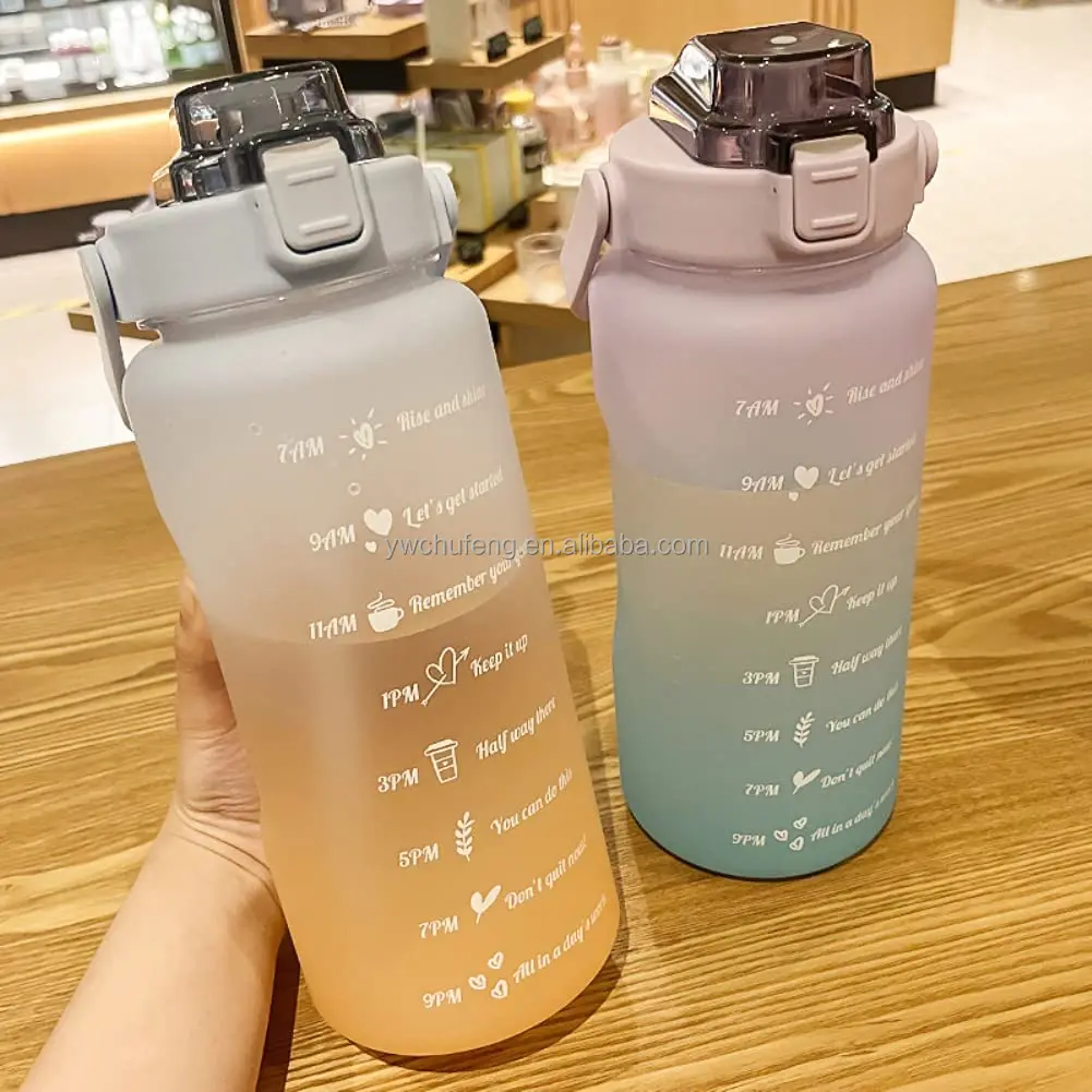2023 High Qualitytritan Wholesale Drinking Water Plastic Water Bottle 2l Big Volume With Straw