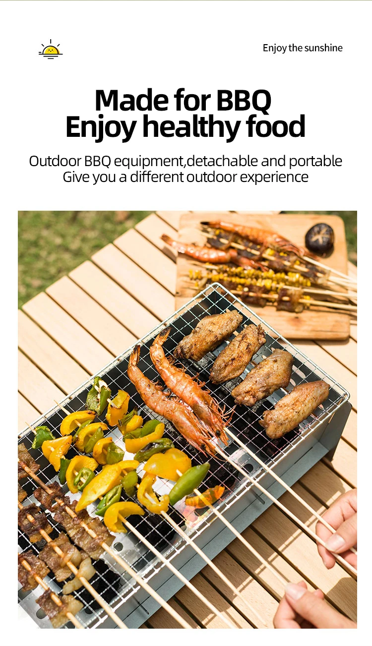 Custom Brand Family Party Enlarge Galvanized Tote Bag Portable Folding Outdoor Camping Barbecue Bbq Grill Mesh Net Rack