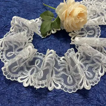 Factory Direct Sale Superior Quality White Appliques Fancy Lace Glitter Fabric Trimmings