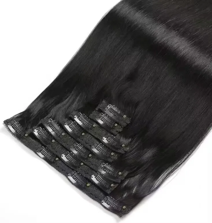 100% Human Clip in Human Hair Extension Indian Virgin Remy Hair Invisible Clip in Hair Extension