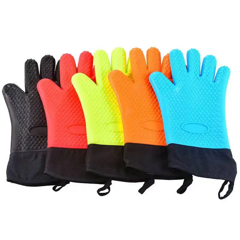 Wholesale Silicon Oven Mitts with Cotton Customized Heat Resistant BBQ Kitchen Grilling Glove Extra Long Non-Slip Pot Holder manufacture
