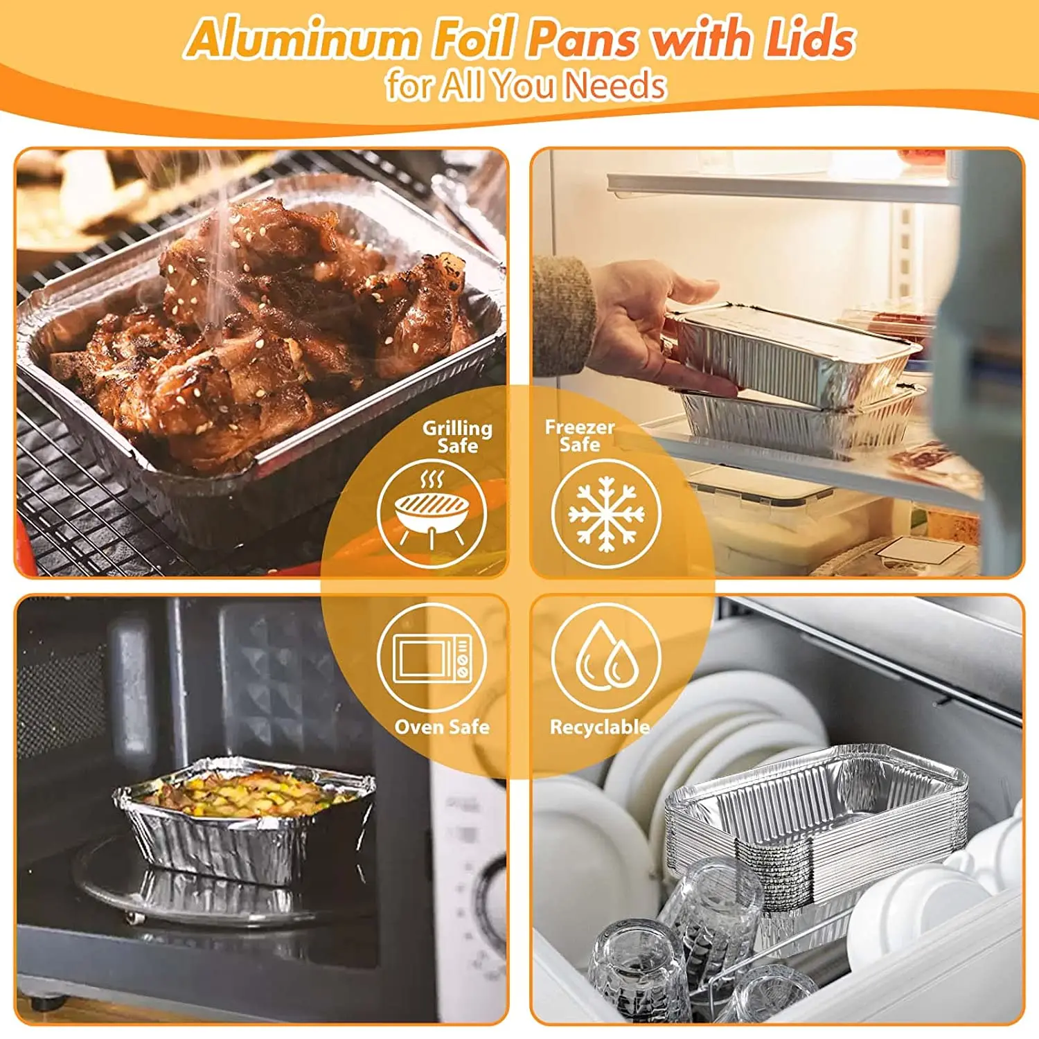 product newest custom 2100ml silver aluminum foil baking tray for food packaging microwave safe and disposable take away container-16