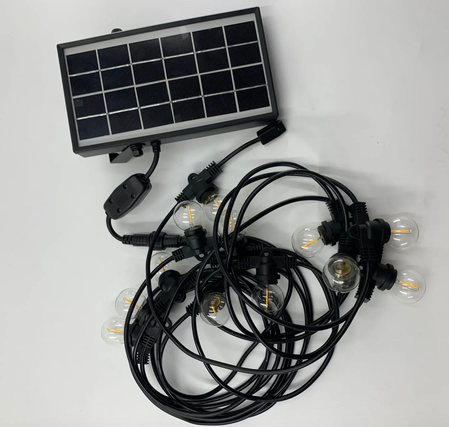 6W 6V Solar Light String 10m 15pcs E12 Solar Led String Garden Plastic G40 Filament Bulb Led Solar String