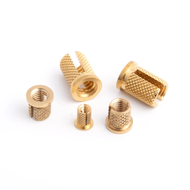 Custom Length High Quality M3 M4 M5 M6 M8 M10 Brass Cold Press Female Thread Insert  Slotted Copper Nuts for Plastic Laptop