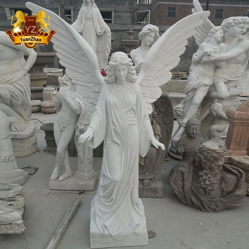 Garden Decoration Antique Design Stone Angle With Wings Sculpture