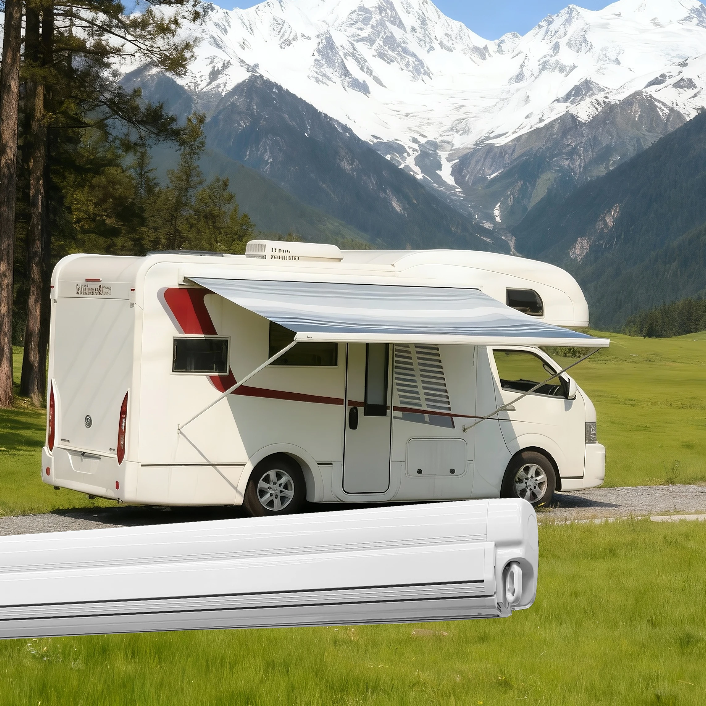 Wareda W5500 100% Aluminum Trailer Caravan Campervan RV Electric Full Cassette Motorized Awning for Motorhome