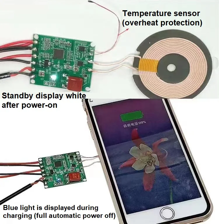 Bedside Table 15W Wireless Quick Charging Usb Connector Tricolor Dimmer Led Touch Switch For Phone factory