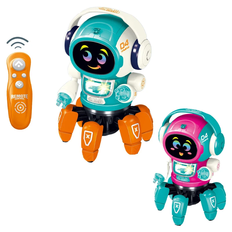 QS 2023 New Design Remote Control Mini Robot Toys Educational Electric Infrared Rotate Dancing Earphone Robot Toys for Kids