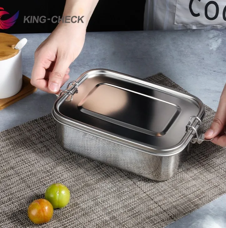 
Рекламный подарок с воздушным замком простой металлический офисный школьный воздухонепроницаемый контейнер для хранения продуктов высокого класса bento Ланч-бокс из нержавеющей стали 