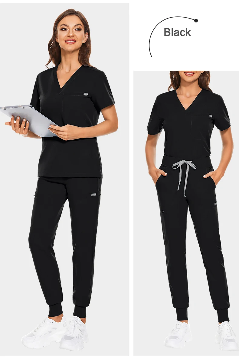Comfortable Jogging Style Scrub Suits For Women Breathable Hospital Nurse Uniform Sets