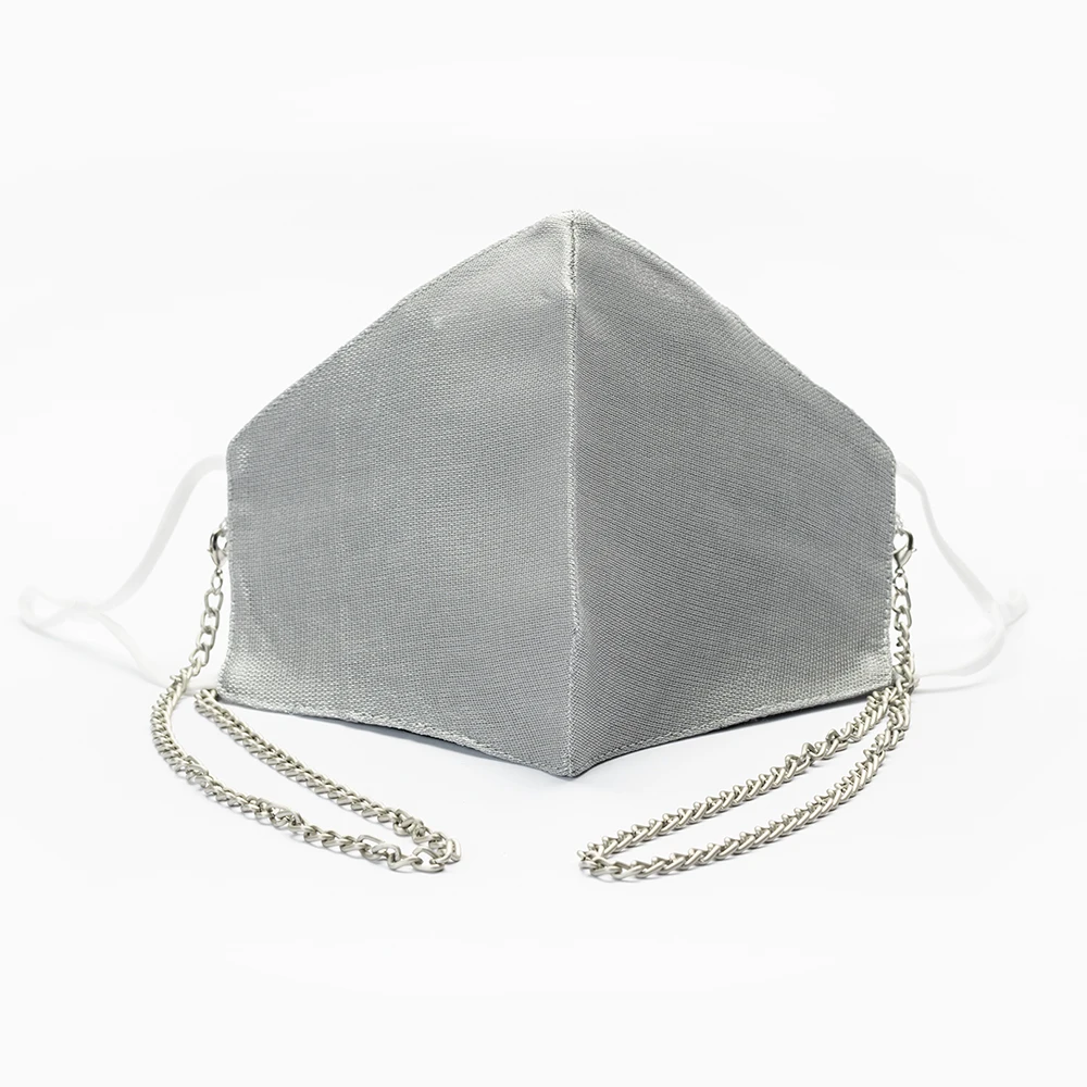 Лидер продаж 2020, осенне-зимняя элегантная многоразовая моющаяся шелковая маска для лица из серебристого люрекса