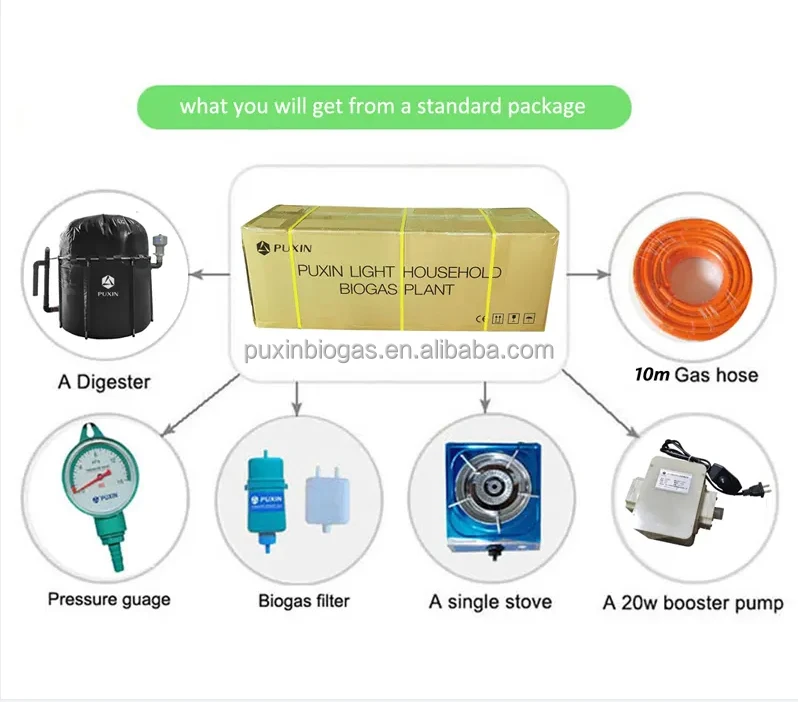 PUXIN DIY Assembly Portable Biodigesters Biohas Kit System with Cooking Stove Burner