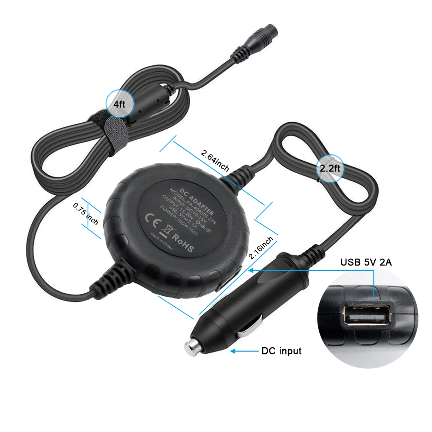 100W 15V 16V 18,5 V 19V 19,5 V 20V Универсальный Ноутбук Автомобильное зарядное устройство для Asus с адаптером переменного тока питания ноутбука Acer Dell, HP, Lenovo IBM с USB 5V 2.4A