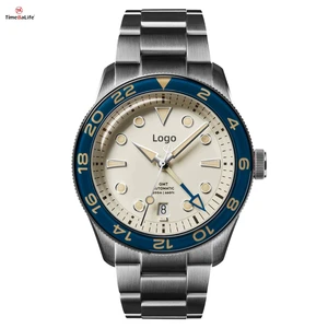 OEM Watch Factory Custom logo Luxury Stainless Steel 200M Diving Popular GMT Mechanical Men Watches Miyota 9075 Watch Automatic